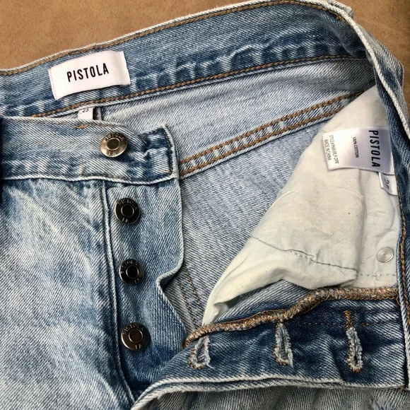 PISTOLA Charlie High Rise Straight Leg Jeans | Light Wash Denim | Size 25 - Picture 3 of 8